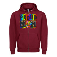 Burgundy proud mom with sunflower Zipper Hoodie - AdoDesignShop