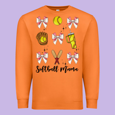 Softball Coquette Bow Premium Sweatshirt Designed By Jahusdesignshop