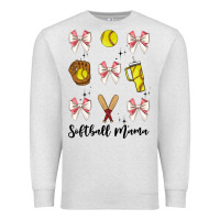 Oatmeal Heather softball coquette bow Premium Sweatshirt - JahusDesignShop