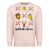 Pale Pink softball coquette bow Premium Sweatshirt - JahusDesignShop