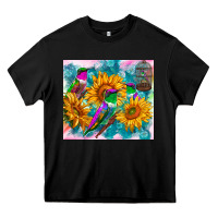 Black hummingbirds sunflower Heavy Core Tee - TumblerDesignByShophia