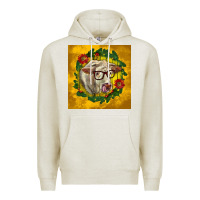 Oatmeal Heather christmas charolais cow face Premium Hoodie - LillyAllenDesigns