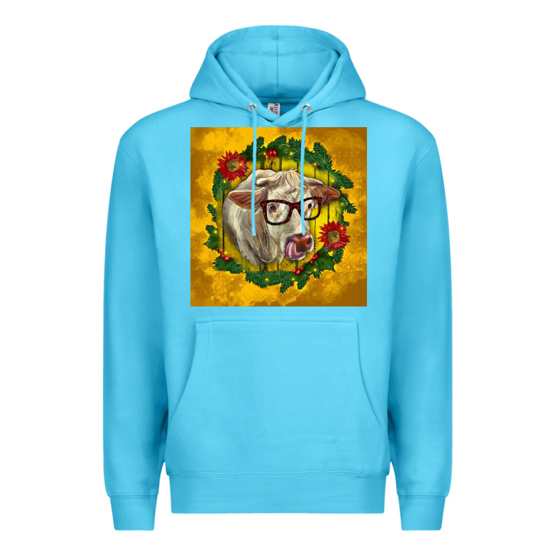 Christmas Charolais Cow Face Premium Hoodie by LillyAllenDesigns | Teevron