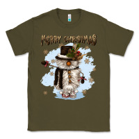 Army Green merry christmas snowman Classic Tee - CowGirlArtShop