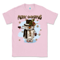 Bubblegum Pink merry christmas snowman Classic Tee - CowGirlArtShop