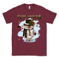 Burgundy merry christmas snowman Classic Tee - CowGirlArtShop