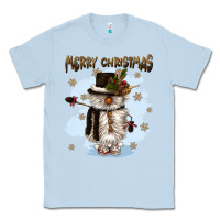 Dusty Blue merry christmas snowman Classic Tee - CowGirlArtShop