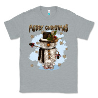 Heather Grey merry christmas snowman Classic Tee - CowGirlArtShop