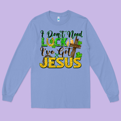 I Don't Need Luck I've Got Jesus Long Sleeve Tee Designed By Fadigitalartstudio
