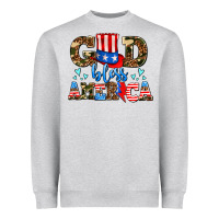 Heather Grey god bless america Heavyweight Sweatshirt - AdoDesignShop