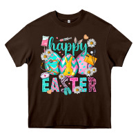 Chocolate Brown Happy Easter Egg Nurse Heavy Core Tee - HowdyJamesFarm
