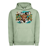 Pigment Oil Green highland cow mom Urban Hoodie - JahusDesignShop