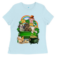 Baby Blue St. Patrick's Day animal truck Ladies Tee - CowGirlArtShop