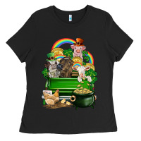 Black St. Patrick's Day animal truck Ladies Tee - CowGirlArtShop