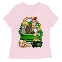Bubblegum Pink St. Patrick's Day animal truck Ladies Tee - CowGirlArtShop