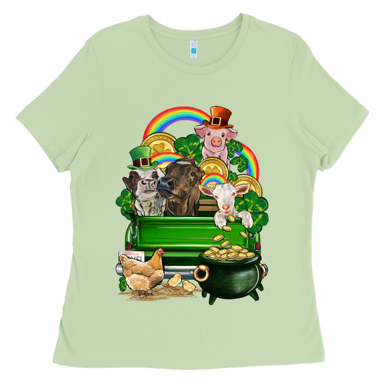 St. Patrick's Day Animal Truck Ladies Tee by CowGirlArtShop | Teevron