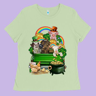 St. Patrick's Day Animal Truck Ladies Tee Designed By Cowgirlartshop