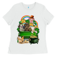 White St. Patrick's Day animal truck Ladies Tee - CowGirlArtShop