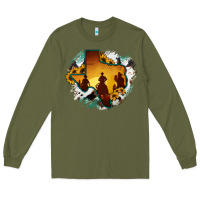 Army Green Horsehide Texas Map Cowboys Flag Long Sleeve Tee - RanaPortraitStore