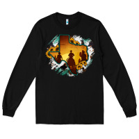 Black Horsehide Texas Map Cowboys Flag Long Sleeve Tee - RanaPortraitStore