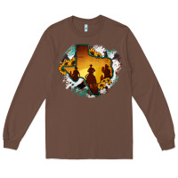 Chestnut Horsehide Texas Map Cowboys Flag Long Sleeve Tee - RanaPortraitStore