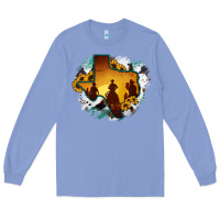 Colony Blue Horsehide Texas Map Cowboys Flag Long Sleeve Tee - RanaPortraitStore
