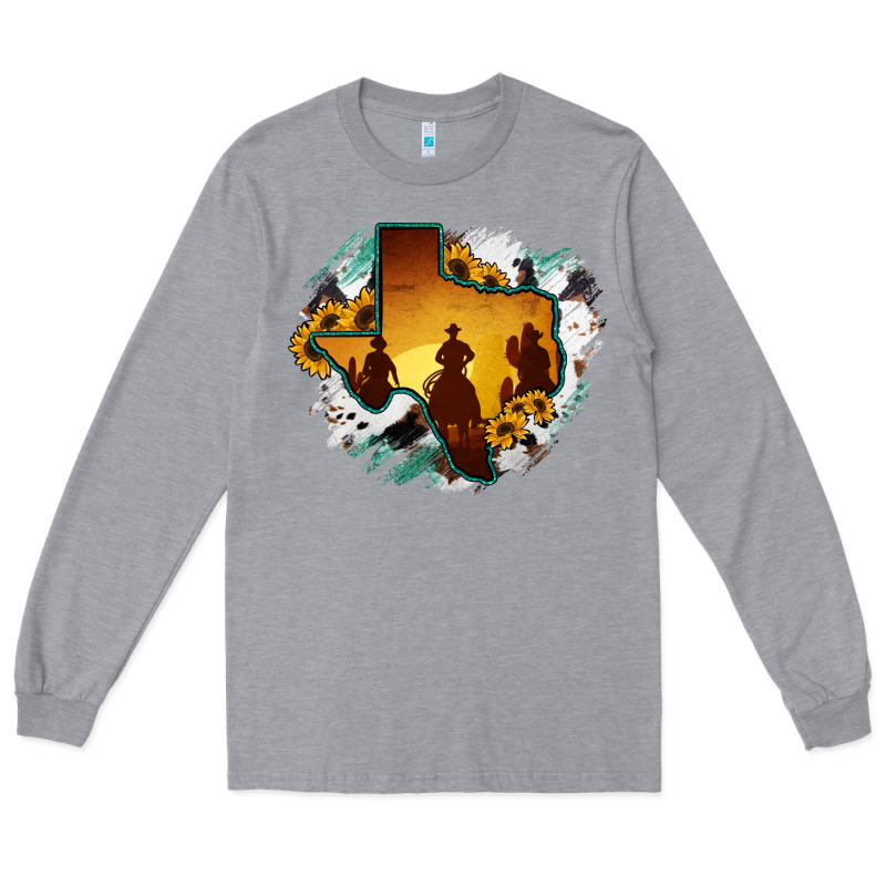 Horsehide Texas Map Cowboys Flag Long Sleeve Tee by RanaPortraitStore | Teevron