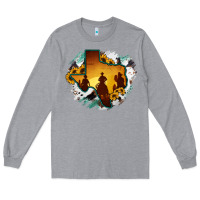 Heather Grey Horsehide Texas Map Cowboys Flag Long Sleeve Tee - RanaPortraitStore