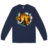 Navy Horsehide Texas Map Cowboys Flag Long Sleeve Tee - RanaPortraitStore
