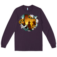 Plum Horsehide Texas Map Cowboys Flag Long Sleeve Tee - RanaPortraitStore