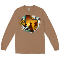 Toasted Coconut Horsehide Texas Map Cowboys Flag Long Sleeve Tee - RanaPortraitStore