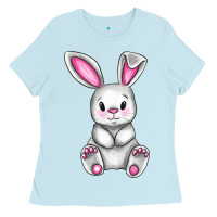 Baby Blue Cute bunny Easter Ladies Tee - CowGirlArtShop