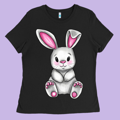 Cute Bunny Easter Ladies Tee Designed By Cowgirlartshop