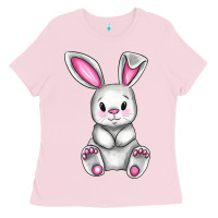 Bubblegum Pink Cute bunny Easter Ladies Tee - CowGirlArtShop