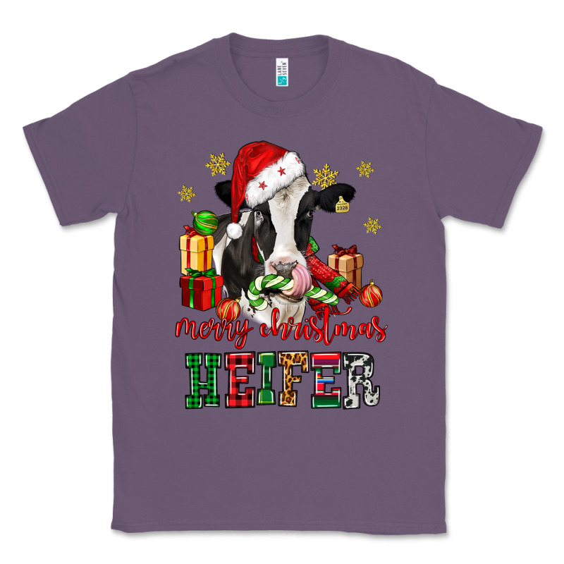 Merry Christmas Heifer Cow Classic Tee by CowGirlArtShop | Teevron