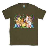 Army Green Easter bunny and chicks with floral Classic Tee - RanaPortraitStore