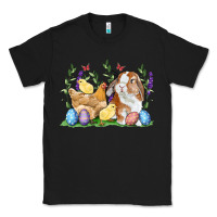 Black Easter bunny and chicks with floral Classic Tee - RanaPortraitStore