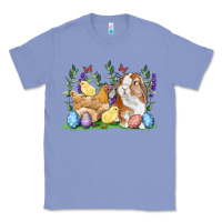 Colony Blue Easter bunny and chicks with floral Classic Tee - RanaPortraitStore
