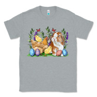 Heather Grey Easter bunny and chicks with floral Classic Tee - RanaPortraitStore