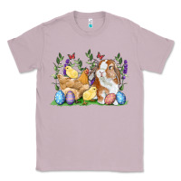Lilac Easter bunny and chicks with floral Classic Tee - RanaPortraitStore