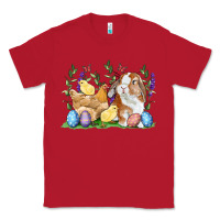 Red Easter bunny and chicks with floral Classic Tee - RanaPortraitStore