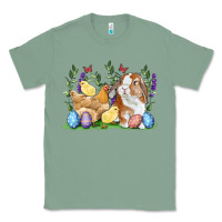 Sage Easter bunny and chicks with floral Classic Tee - RanaPortraitStore