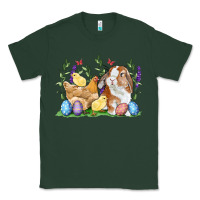 Sports Green Easter bunny and chicks with floral Classic Tee - RanaPortraitStore