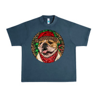 Midnight Navy Christmas English Bulldog Urban Heavy Tee - RanaPortraitStore