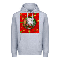 Heather Grey christmas hereford calf Premium Hoodie - LillyAllenDesigns