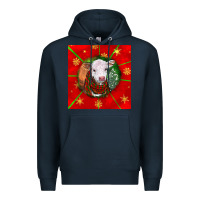 Navy christmas hereford calf Premium Hoodie - LillyAllenDesigns