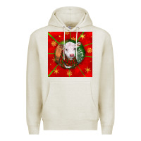 Oatmeal Heather christmas hereford calf Premium Hoodie - LillyAllenDesigns