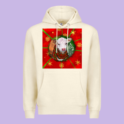 Christmas Hereford Calf Premium Hoodie Designed By Lillyallendesigns