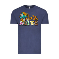 Vintage Denim Easter Day He is alive with cross Vintage Tee - OliviaCreatesArt