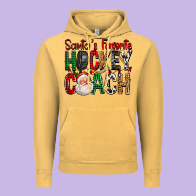 Santa's Favorite Hockey Coach For Christmas Vintage Hoodie Designed By Fadigitalartstudio